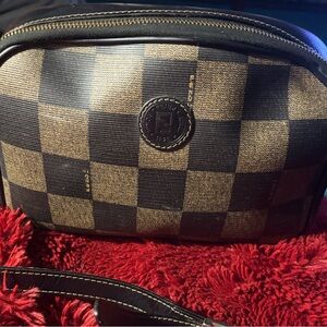 Fendi Checkered Black and Brown Crossbody Bag